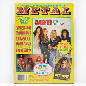 Metal Magazine VTG Skid Row Warrant Heart, Posters Aug. 1990 Aged Unread Stock